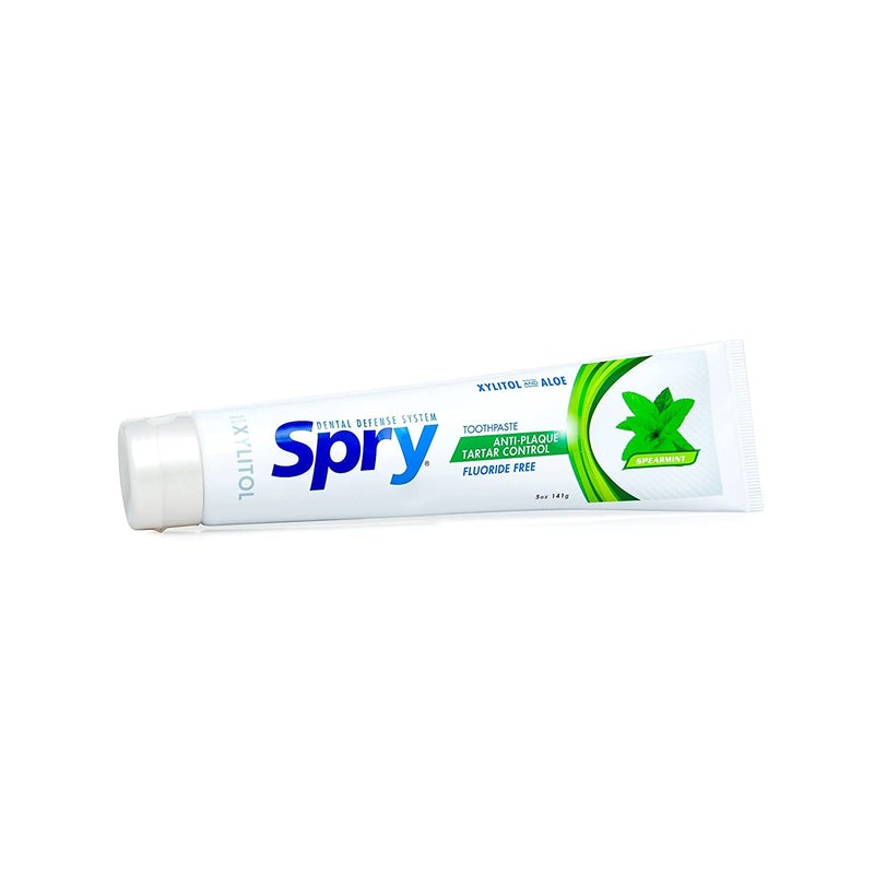 Spry Natural Xylitol Toothpaste 5oz for Adults and Kids - Fluoride Free, Gentle for Sensitive Teeth Whitening and Remineralizing, Breath Freshening, Mouth Moisturizing, Spearmint (Pack of 2) - Image 4